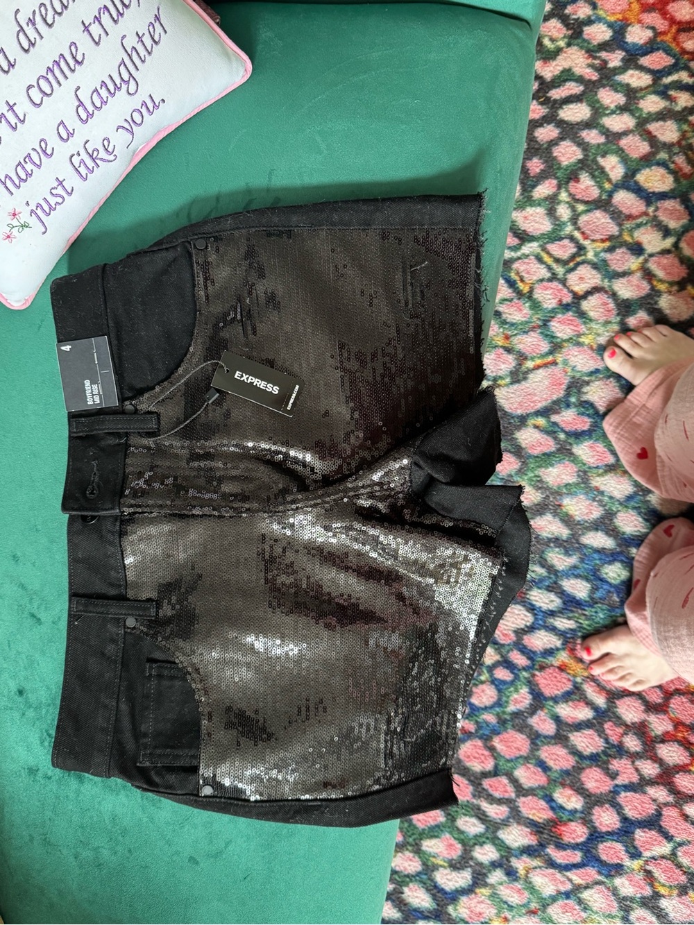 Express Black Sequin Girls' Shorts
